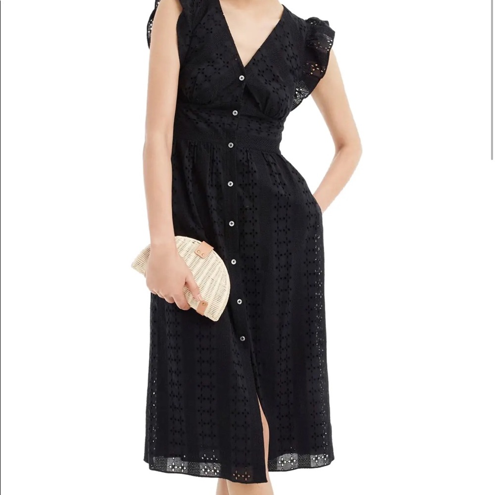 J.Crew- Eyelet, Ruffled Sleeves Dress